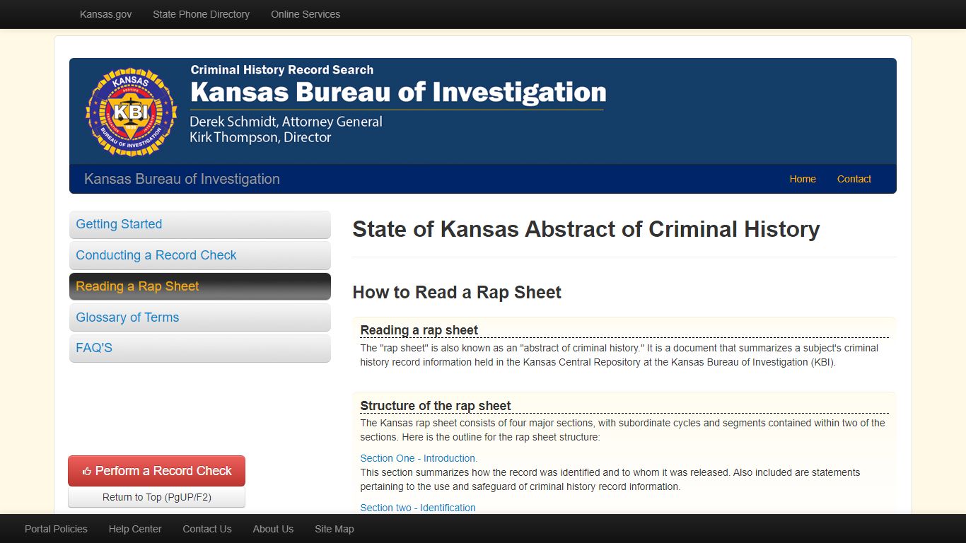 Criminal History Record Search - Kansas.gov